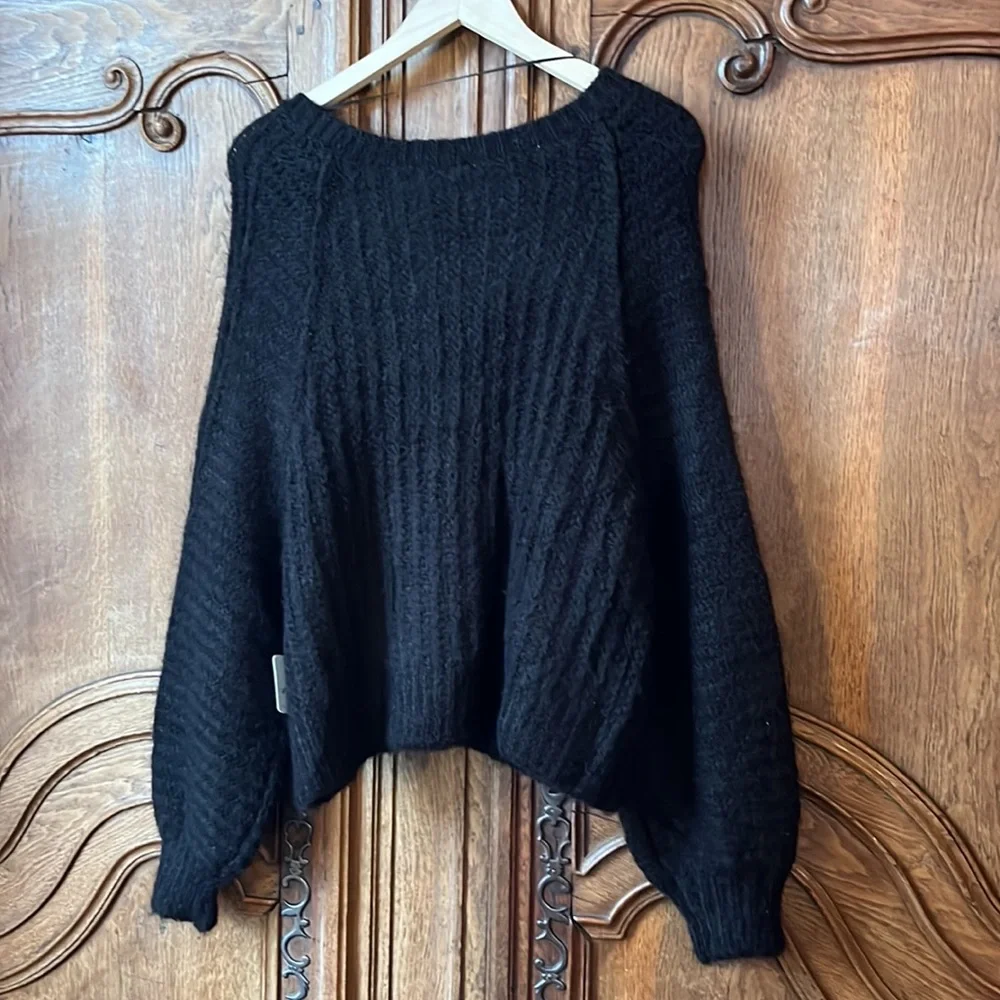 Free People Black Carter Pullover Sweater NEW
